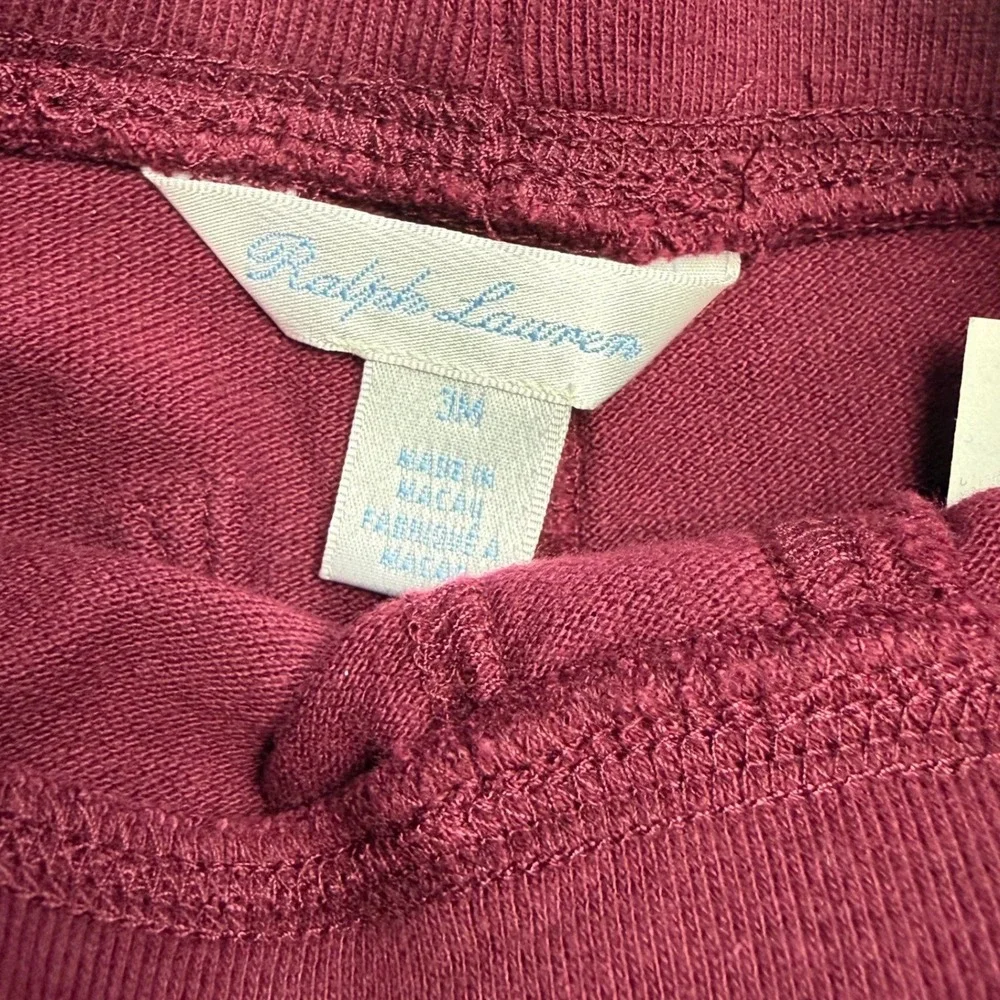 NWT Ralph Lauren Baby Boys Burgundy Red Mesh Cotton Polo Shorts 3M Navy Big Pony